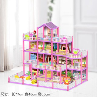 cô gái chơi nhà mô phỏng lâu đài đồ biệt thự công chúa Búp bê Barbie hình lắp ráp quà tặng sinh nhật cho trẻ em