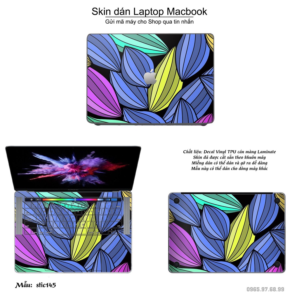 Skin dán Macbook mẫu Hoa văn sticker (đã cắt sẵn, inbox mã máy cho shop)