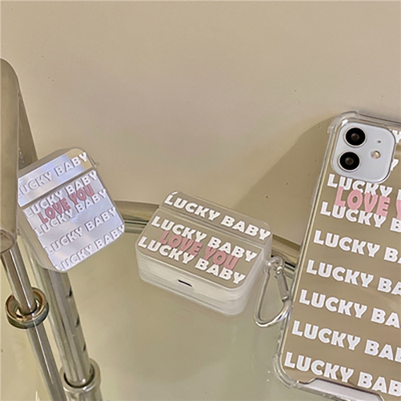 Vỏ Bảo Vệ Hộp Sạc Tai Nghe Bluetooth Airpods 1 2 3 Pro Airpods3 In Chữ LUCKY BABY LOVE YOU Dễ Thương Chống Rơi