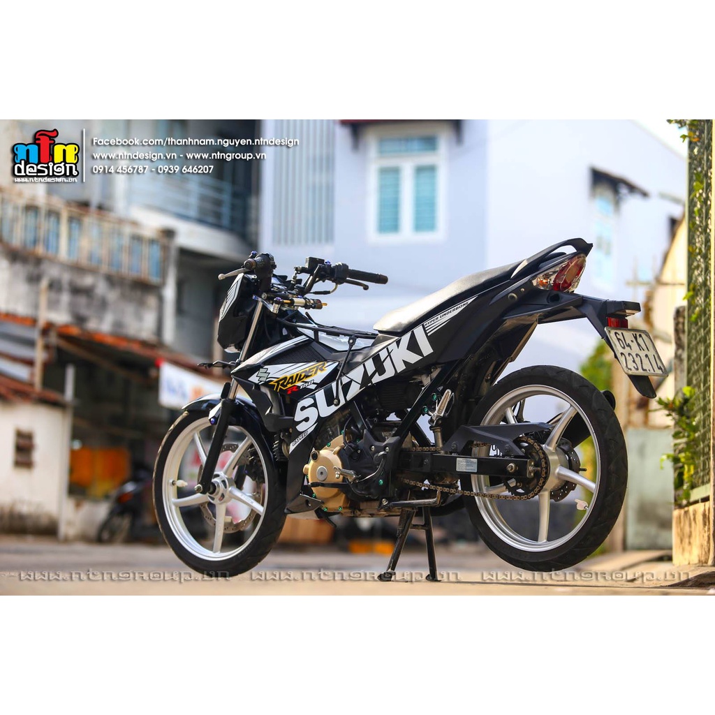 Tem Decal Rời Dán Xe Raider FI Mẫu Trắng Đen Cực Chất, Hàng 3 Lớp Chất Lượng Cao