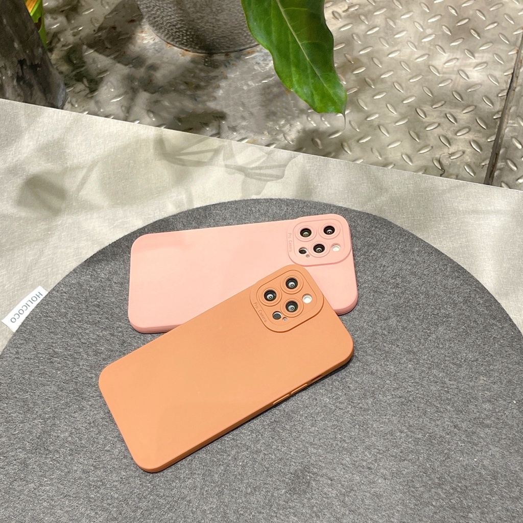 Ốp điện thoại mềm màu nâu / hồng đơn giản thích hợp cho Iphone 12 Pro Max 11 Pro Max Xs Max Xr X 7plus Ins13 Proamx