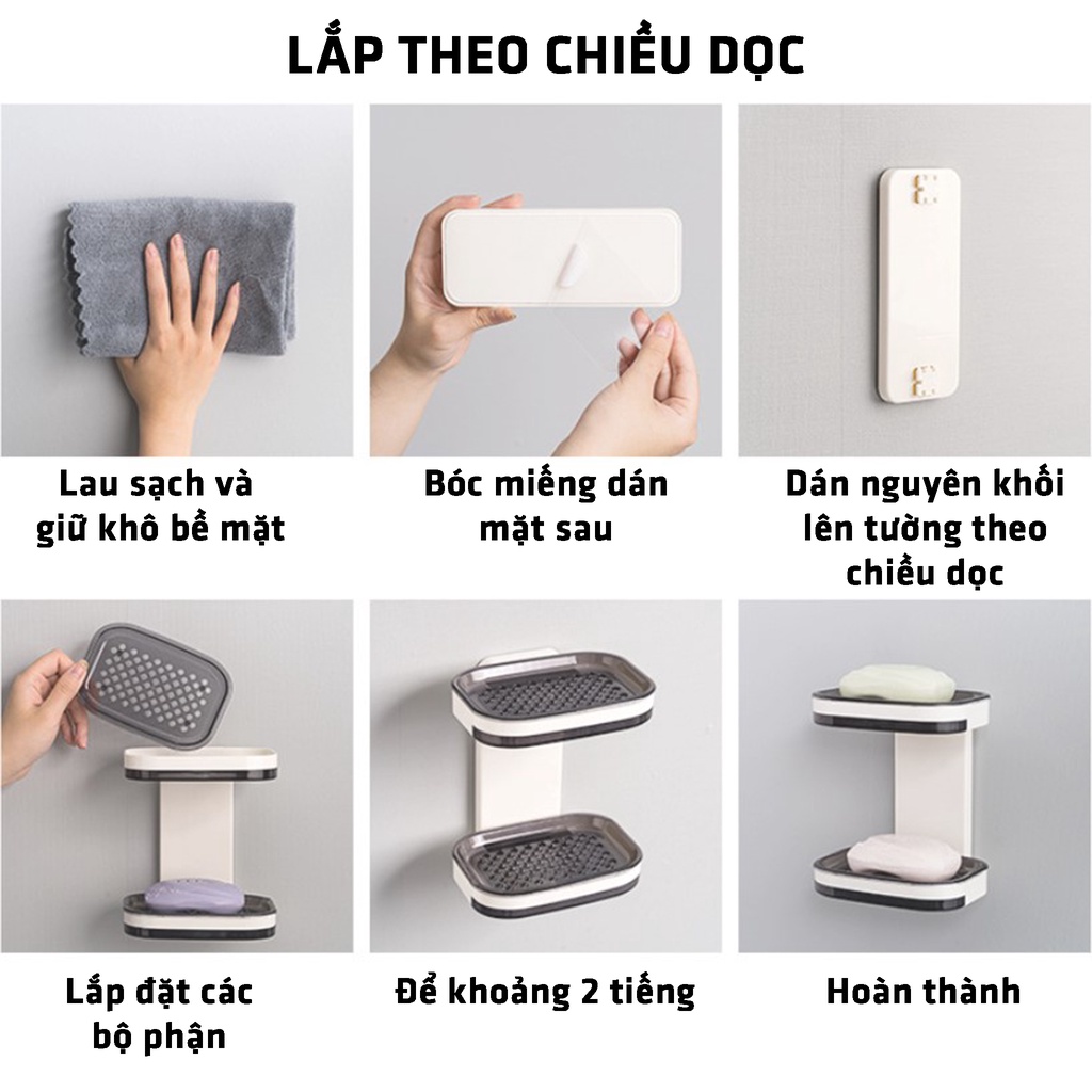 Kệ Đựng Xà Phòng Dán Tường 2 Tầng Loại Tốt Tiện Dụng