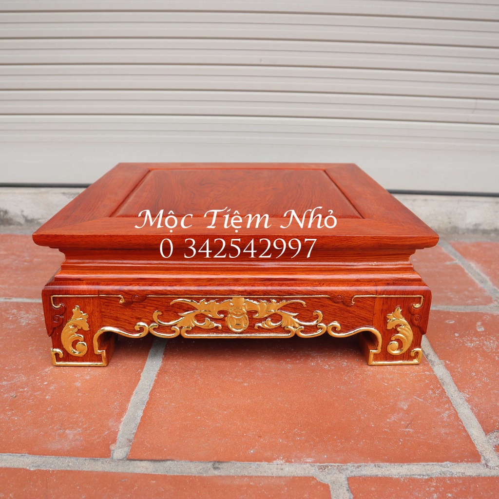 Bàn chiện dơi vuông gỗ hương rát vàng cao cấp vuông 38cm cao 14cm
