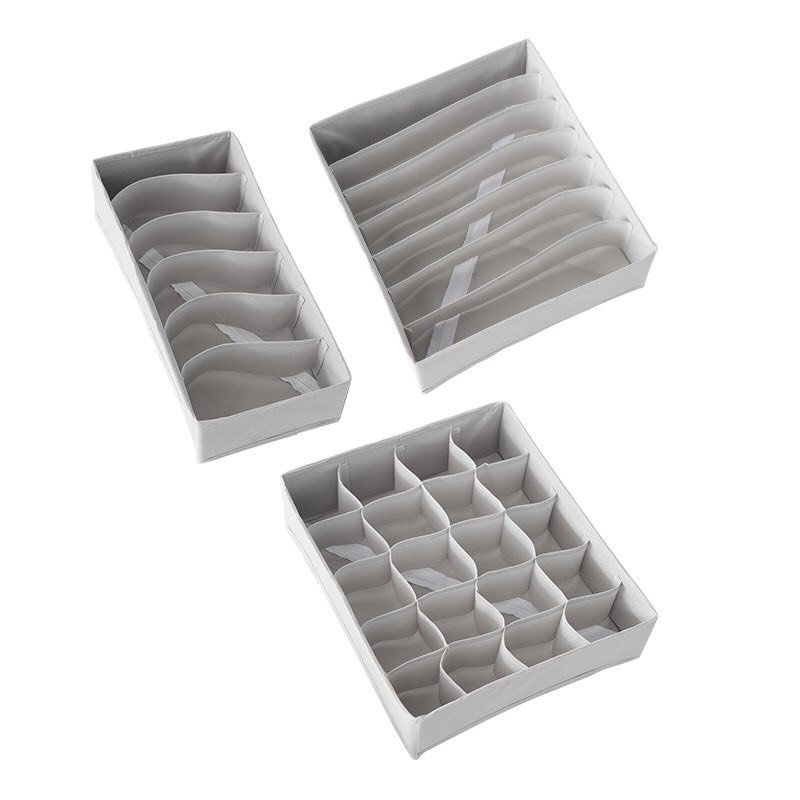 Set 3 hộp vải đựng tất, vớ, giỏ vải PiHouse đựng áo lót, đồ lót gấp gọn