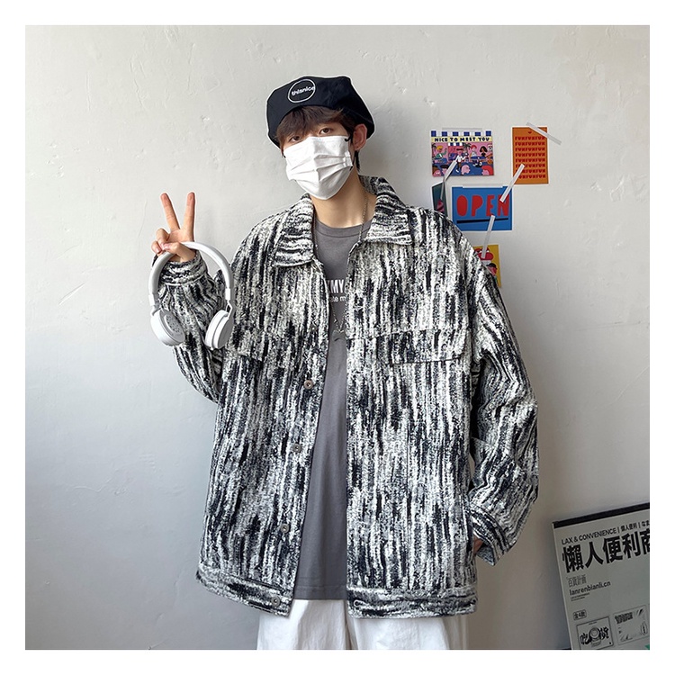 Áo Khoác Denim Dáng Rộng Phong Cách Hip Hop Mỹ Thời Trang Xuân Thu 2021 Cho Nam