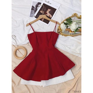 [Ảnh thật] Áo peplum 2 dây xòe lệch tà