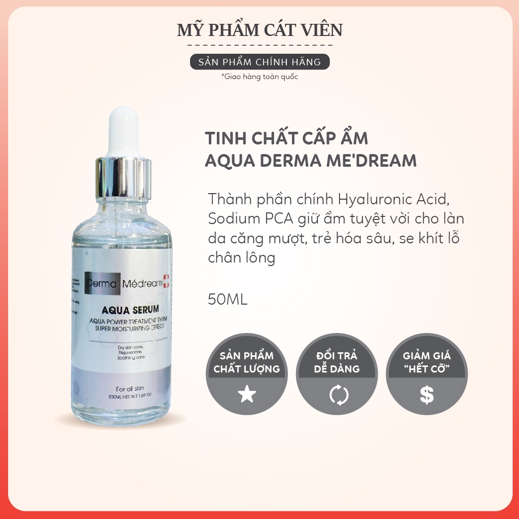 Serum dưỡng ẩm Derma cấp nước, phục hồi da, căng bóng da trẻ hóa, dưỡng trắng Me'dream AQUA SERUM 50ml