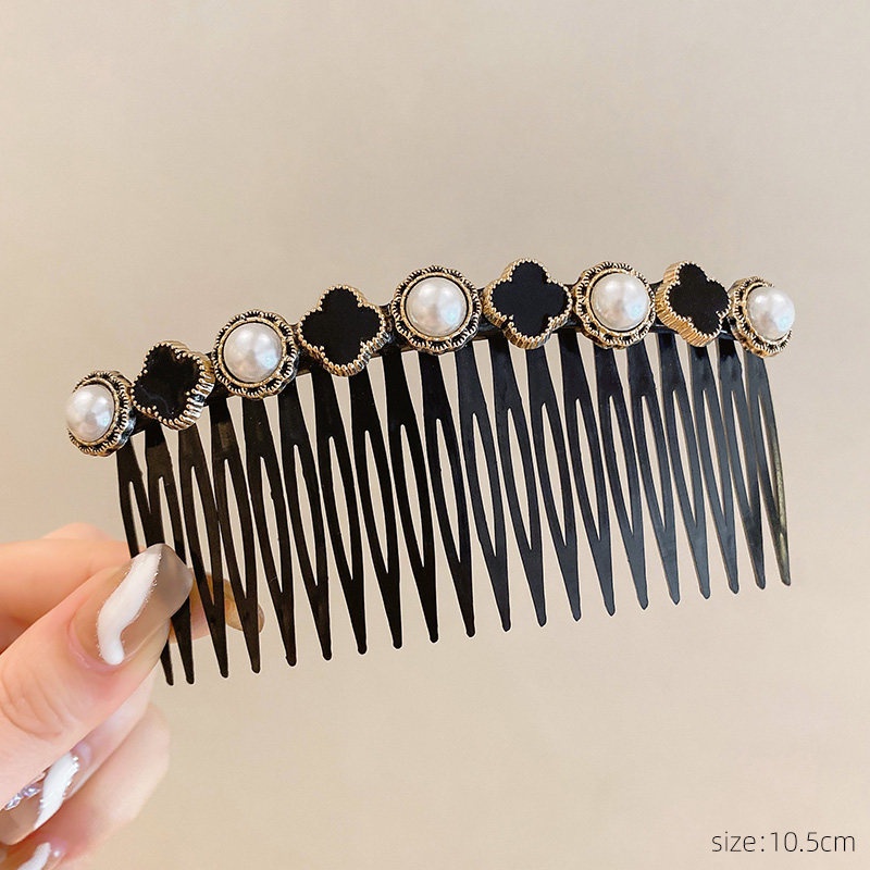 Lược Kẹp Tóc Mái Ngang Lưng Đính Ngọc Trai Nhân Tạo Gọn Gàng Cho Nữ