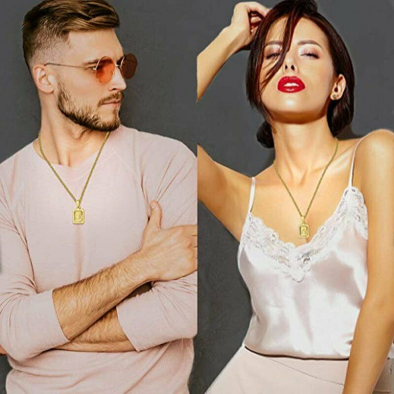 Vòng cổ RINHOO 22 inch phối mặt hình 26 chữ cái mạ thời trang cho nam và nữ