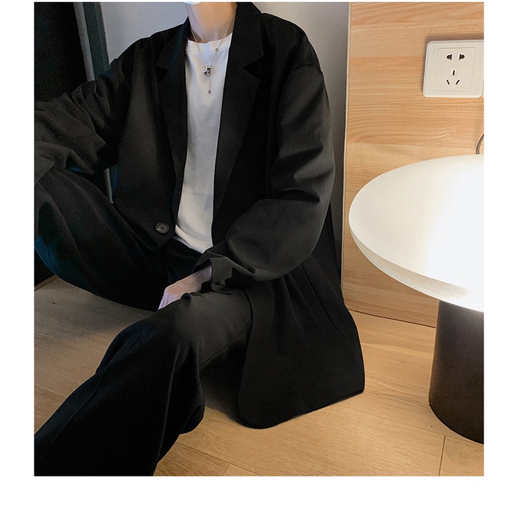 Áo khoác Blazer cổ bẻ mỏng dài tay ấm áp màu trơn phong cách Hàn Quốc cho nam 2020