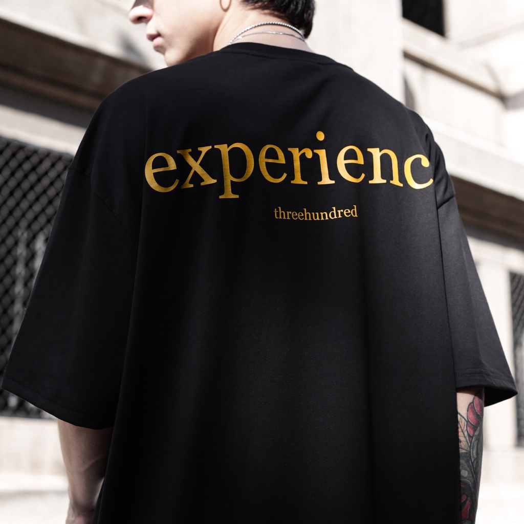 Áo Thun Đen In Chữ Experience Màu Cam Chất Liệu 100% Cotton Form Rộng Thoải Mái Unisex Nam Nữ