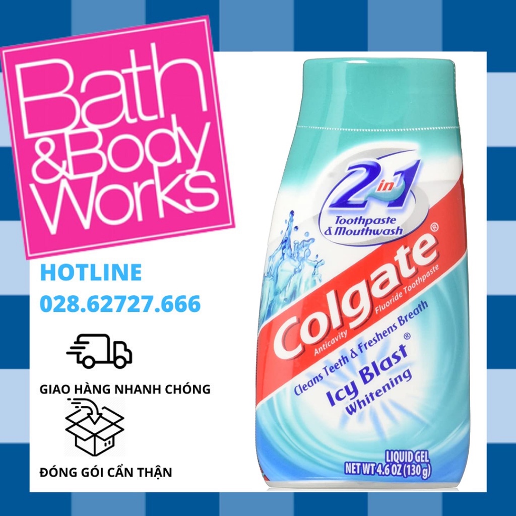 Kem đánh răng Colgate 2 in 1 Icy Blast Whitening Liquid Gel (130g)