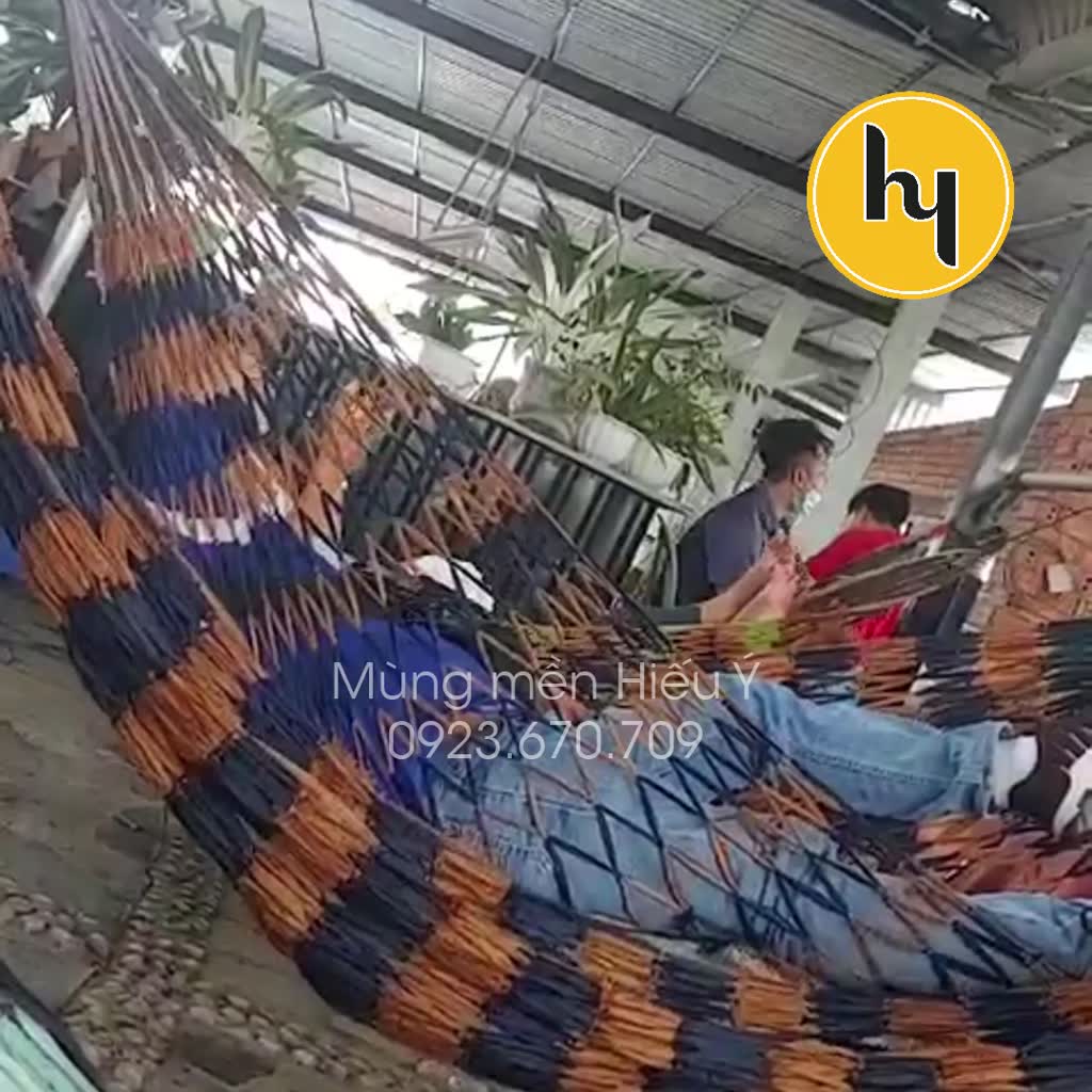 [TẶNG 4M DÂY] Võng lưới dài 2m1 dù xé siêu mát, võng quán cà phê (Giao màu ngẫu nhiên) | Mùng mền Hiếu Ý | BigBuy360 - bigbuy360.vn