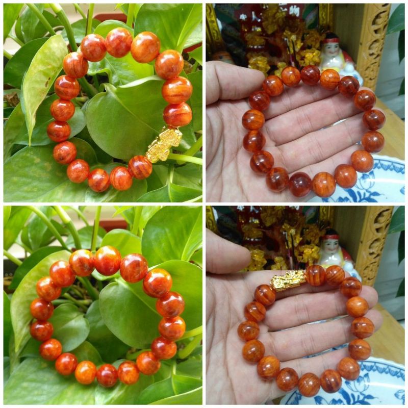 Vòng Tay Phong Thủy Gỗ Huyết Long Tỳ Hưu 12 Li May Mắn