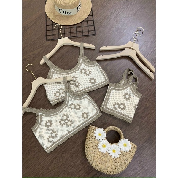 Xả hàng - Áo 2 dây ren hoa cúc dáng croptop, Áo đi biển siêu đẹp sexxy AK0701 - NhiNhi Shop