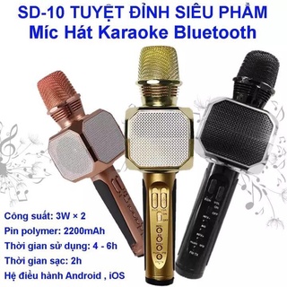 ⚡FREE SHIP⚡ MICRO karaoke bluetooth SD 08, SD 10 không dây có loa TUYỆT ĐỈNH SIÊU PHẨM - BH 6 tháng - CAM KẾT CHÍNH HÃNG
