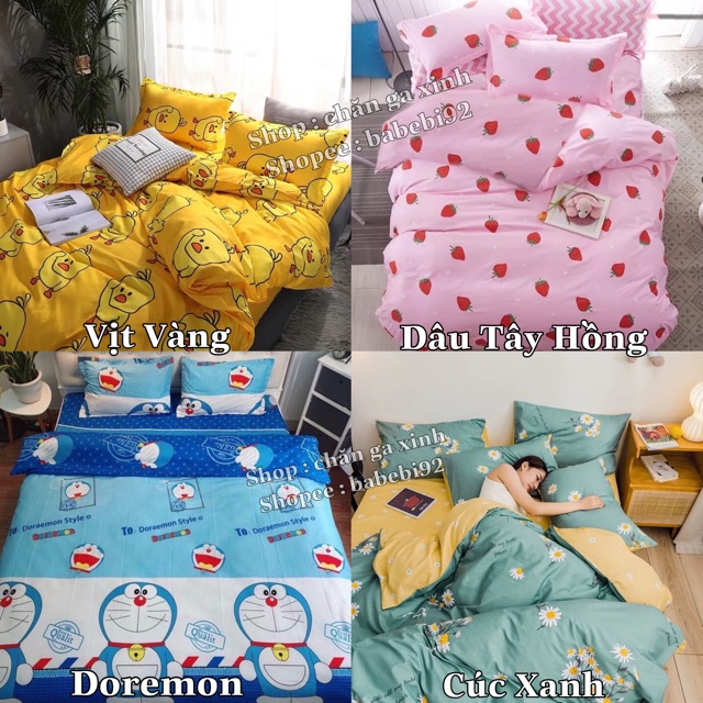 Bộ 5 Món Vỏ Chăn Ga Gối Coton poly Cao Cấp Nhiều Màu ( không kèm ruột)