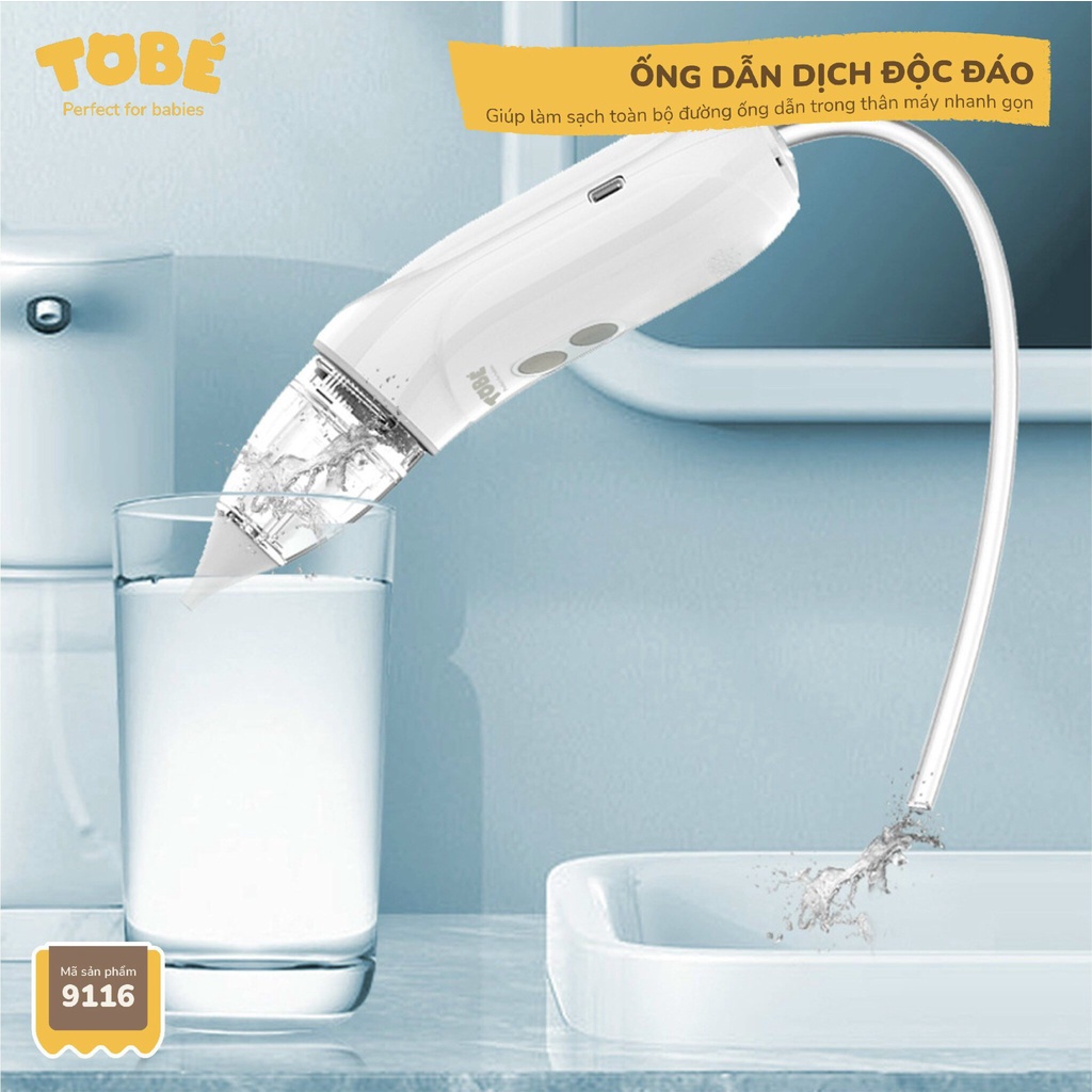 Máy hút mũi Abi cao cấp hãng Tobe thông minh giúp vệ sinh mũi sạch sẽ hai loại đầu hút silicone mềm mại cho bé 9116