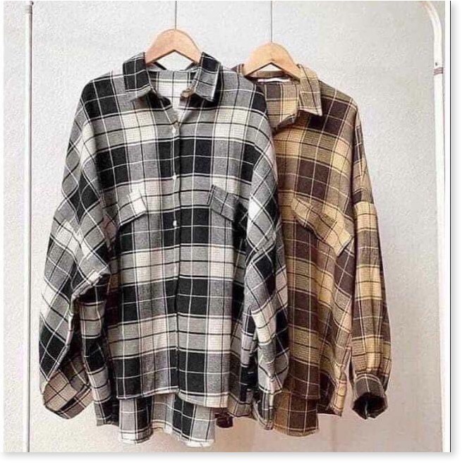 Áo khoác sơ mi caro nam nữ cực đẹp ( không nón ) UNISEX from rộng dài,chất kate thoáng mát | BigBuy360 - bigbuy360.vn