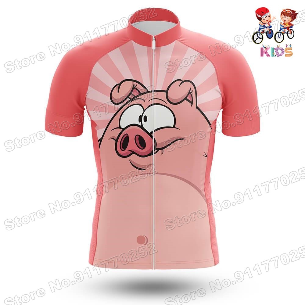 Bộ Quần Áo Chạy Xe Đạp Họa Tiết Chú Heo Hoạt Hình Vui Nhộn Cho Bé Trai Và Gái