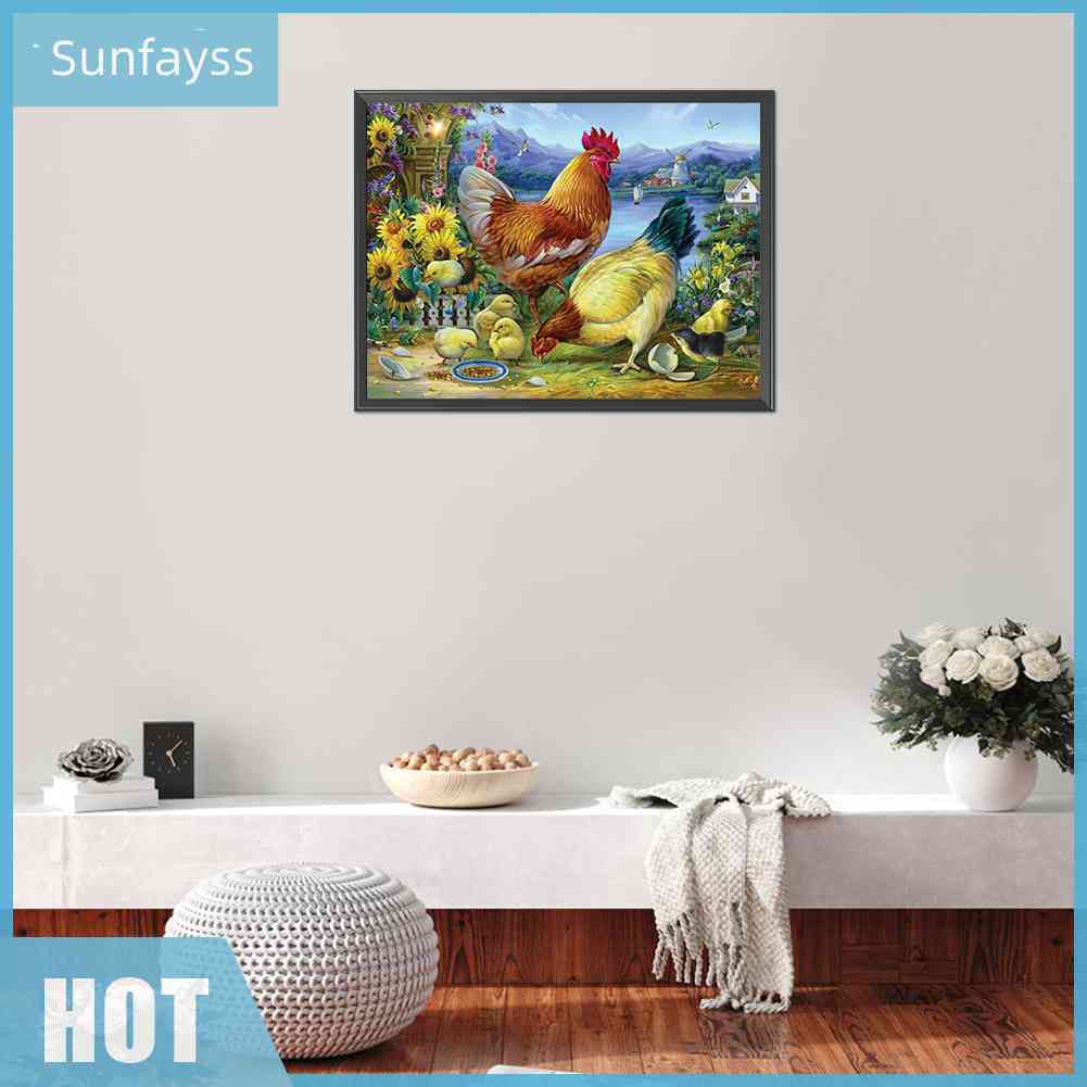 Bộ Tranh Thêu Chữ Thập DIY Hình Gà Con Bằng Cotton 11CT