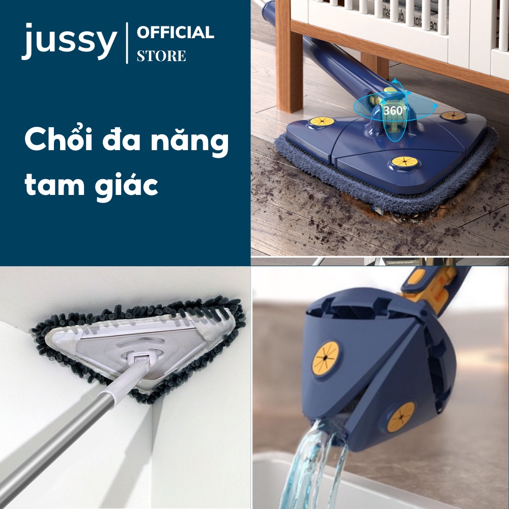 Chổi Lau Đa Năng Hình Tam Giác Thông Minh Có Thể Xoay 360 độ Tự Vắt Chổi Chà Sàn Mới Hot Trend Tặng Kèm Miếng Lau Nhà