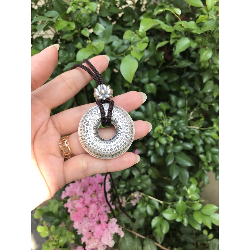 Mặt Dây Chuyền Bạc chạm Bát Bảo và Tâm Kinh