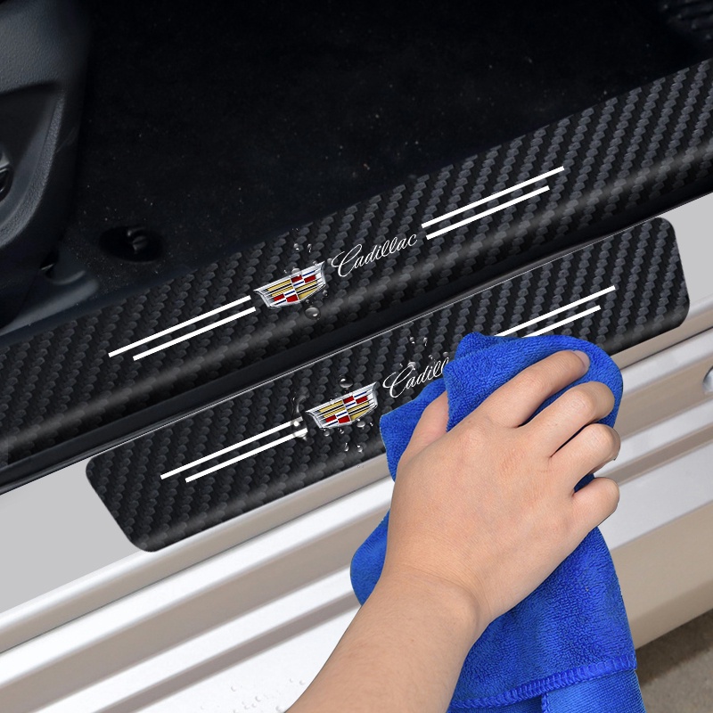 Bộ 4 Miếng Dán Sợi Carbon Màu Dạ Quang Chống Trầy Cho Cửa Xe Hơi Cadillac Escalade CTS ATS SRX STS XT5 XT4 XT6 XTS CT4 CT5 CT6