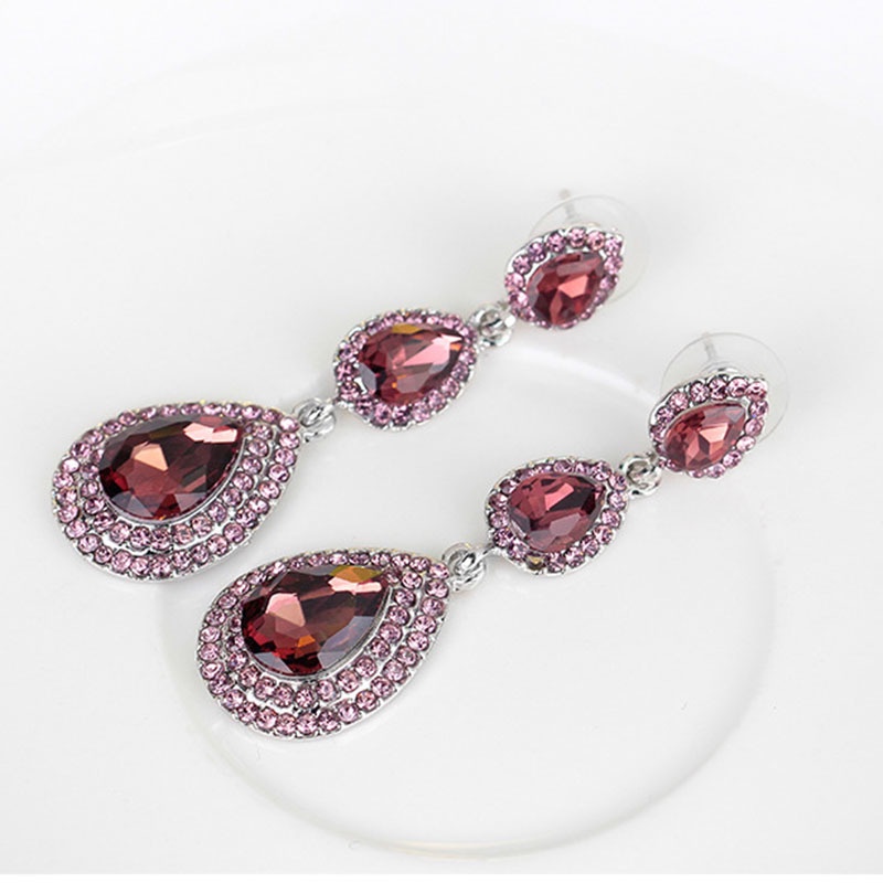 Bộ Khuyên Tai Đính Đá Sang Trọng Phong Cách Âu Mỹ