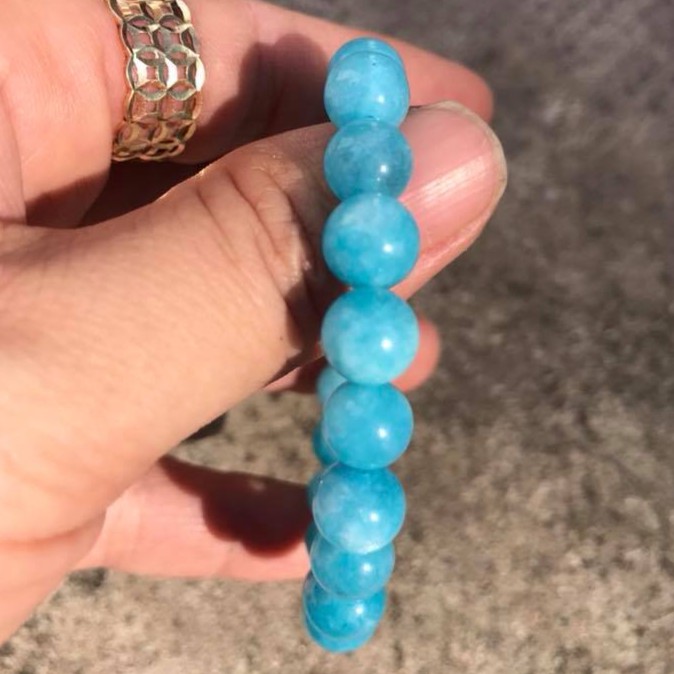 Vòng tay đá Amazonite sắc xanh ngọc thanh khiết.8ly