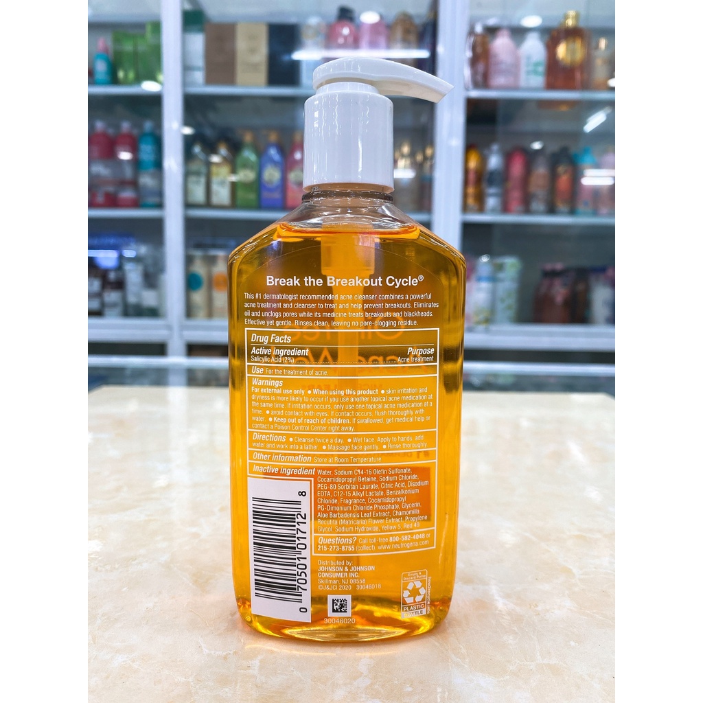 Sữa Rửa Mặt Ngừa Mụn Kiểm Soát Dầu Neutrogena Oil-Free Acne Wash USA 269ml