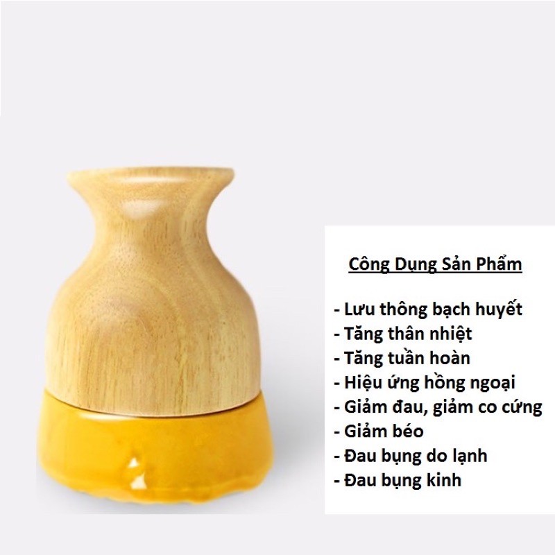 Cốc nhiệt gỗ đả thông kinh lạc, massage body, cổ vai gáy