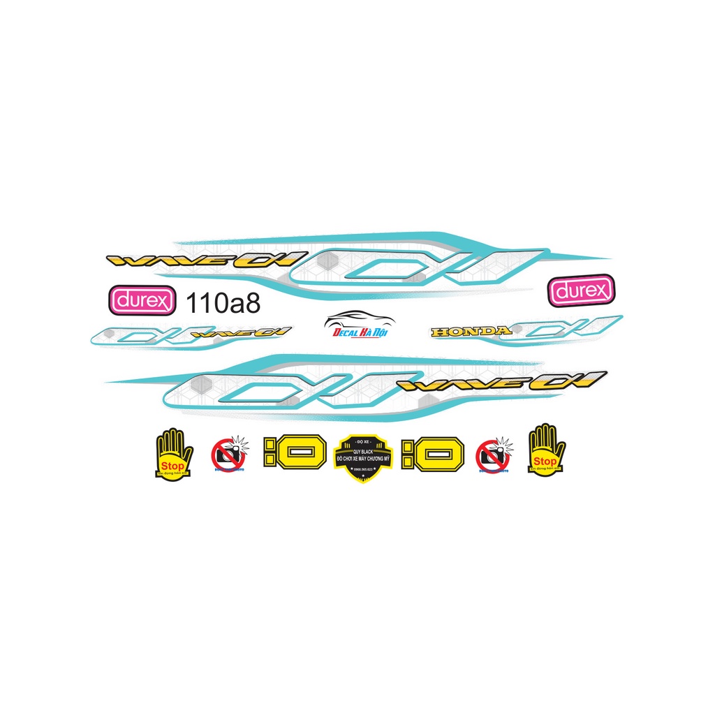 Tem rời WAVE ALPHA 50cc-110cc Mẫu mới Nhiều Phối Màu ( Tem 3 lớp chống nước chống bay màu )