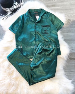 Bộ pizama lụa áo cộc quần dài