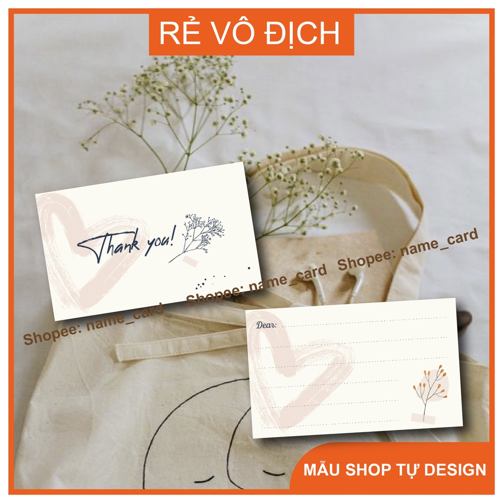 Card visit name card thank you thiệp cảm ơn giá rẻ đẹp mặt sau để trống cho shop viết tặng khách