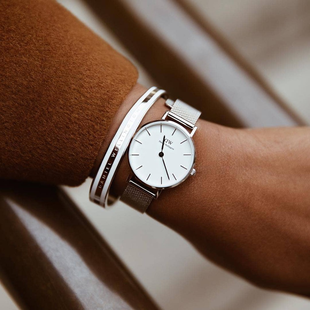 Vòng tay nam nữ Daniel Wellington Classic Bracelet Satin White DW Cuff (S-M)