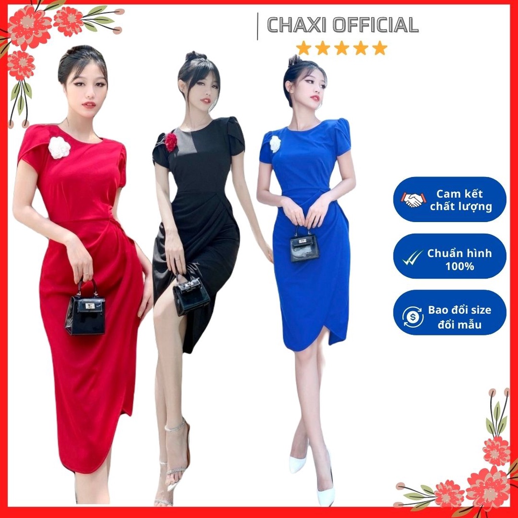 Đầm váy body công sở dún eo tà đắp chéo - VN39235