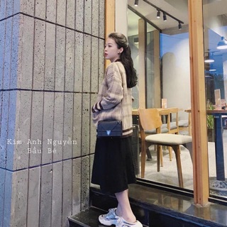 Áo cadigan kẻ ô vuông