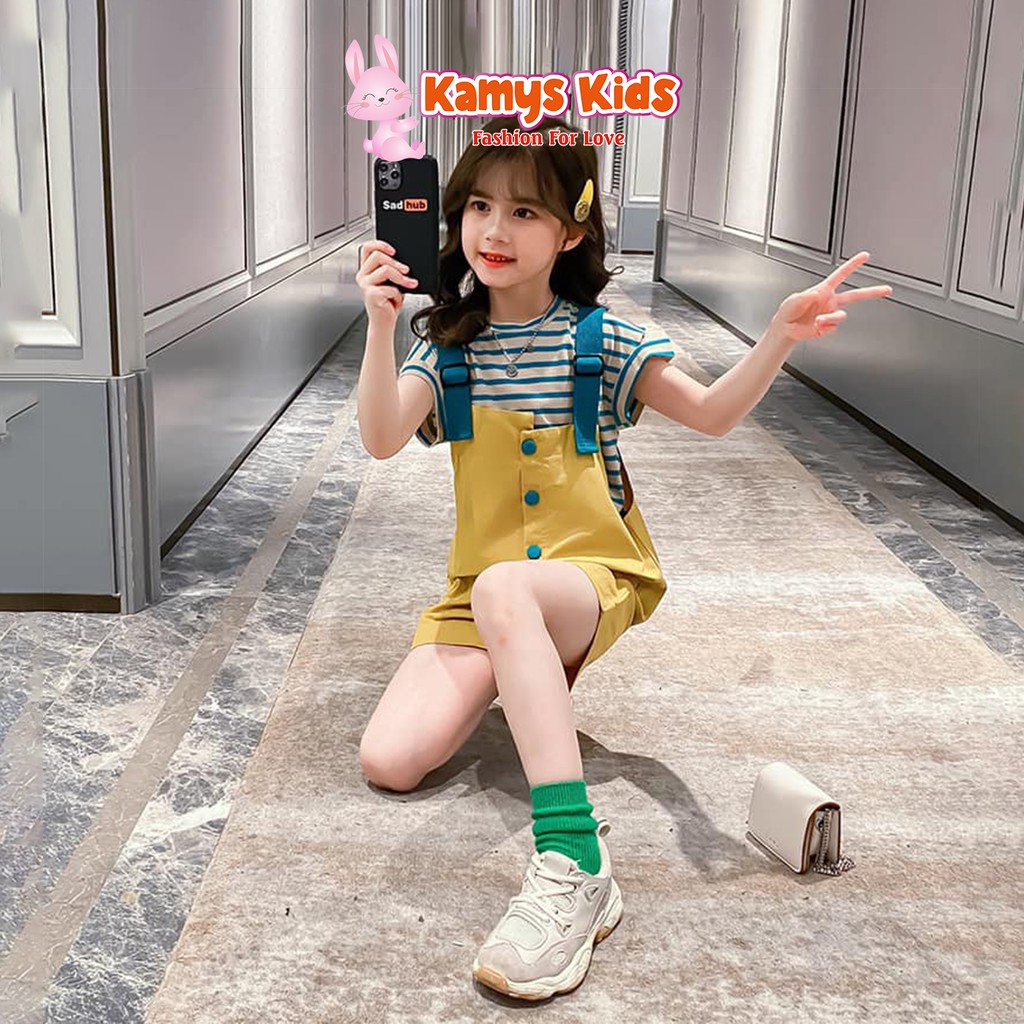 Bộ quần yếm áo cộc tay trẻ em KAMYS KIDS dễ thương cho bé gái từ 15-40kg