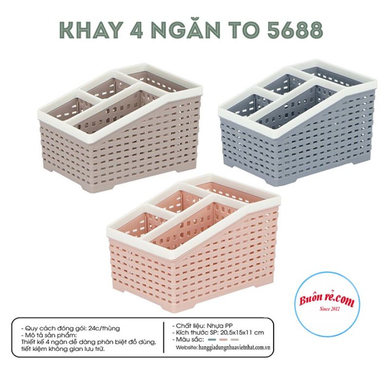 khay nhựa tiện ích 4ngăn việt nhật: TO-2size(5696/5688)