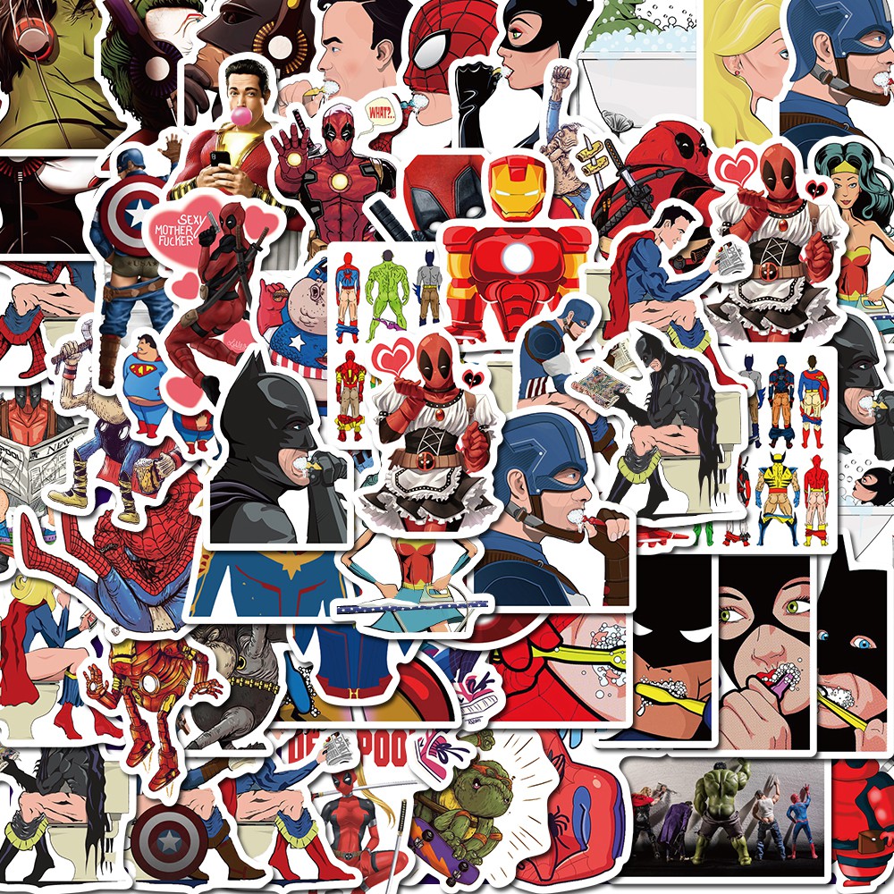 Set 50 stickers hình dán phong cách Marvel chống thấm nước cho Laptop/Điện thoại/Xe hơi | BigBuy360 - bigbuy360.vn