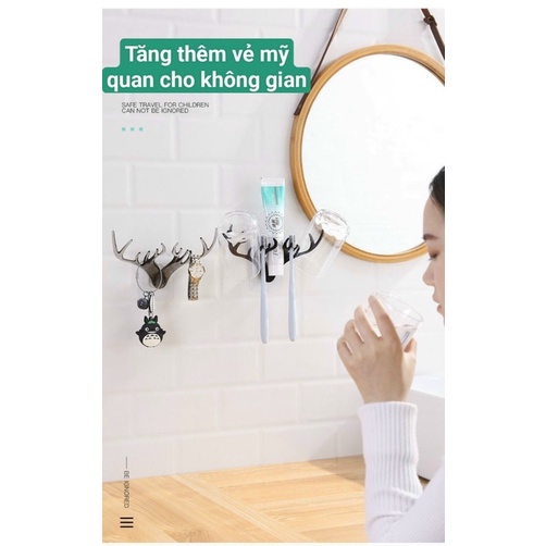 MÓC DÁN TƯỜNG MẪU MỚI HÌNH SỪNG HƯƠU TREO CHÌA KHOÁ ĐA NĂNG.89