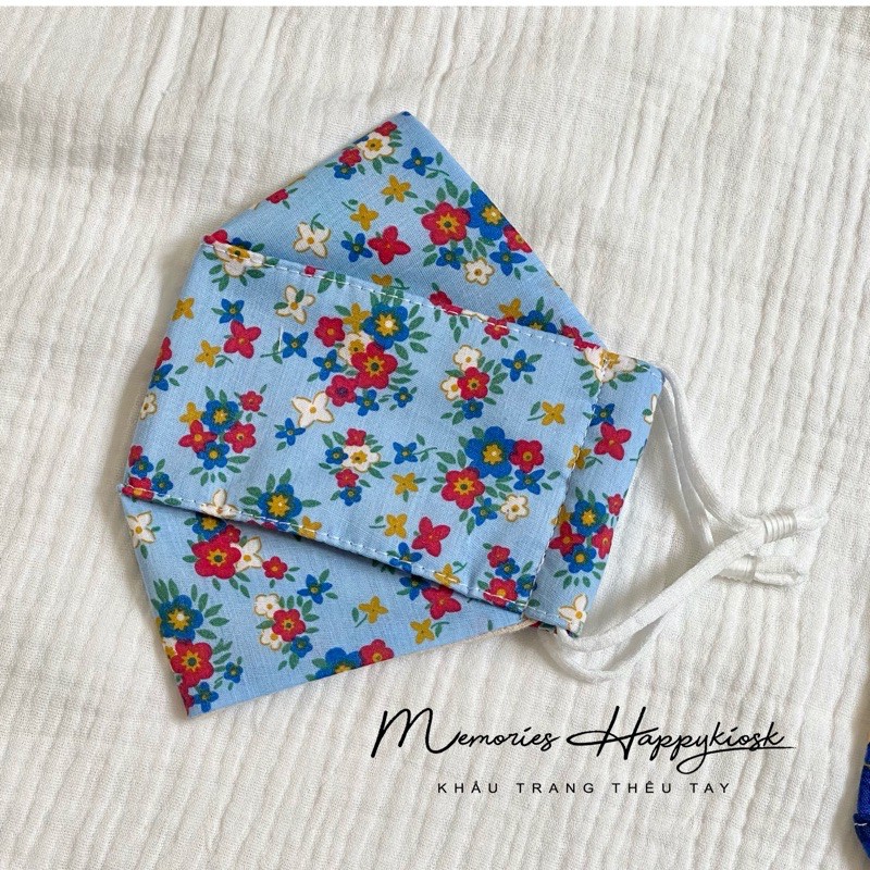 Khẩu trang vải linen hoa nhí lót xô muslin cho bé và người lớn | BigBuy360 - bigbuy360.vn
