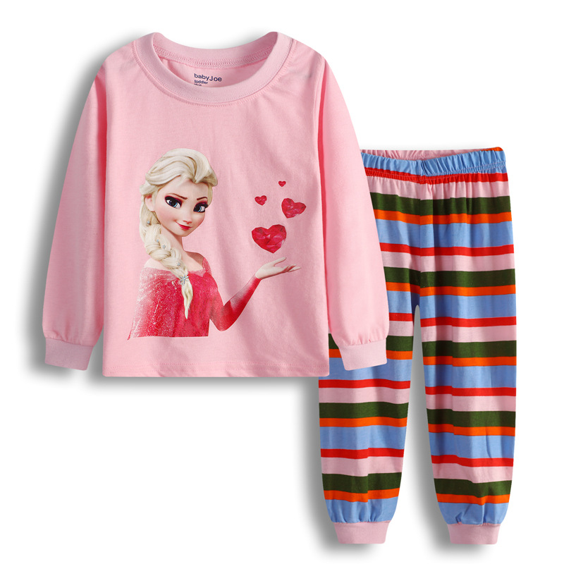 Bộ đồ ngủ trẻ em gồm áo tay dài họa tiết Elsa và Anna anime Frozen Disney và quần dài cho bé gái 1-7 tuổi