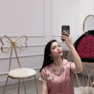 Đồ mặc nhà Pijama lụa tay cộc quần dài lụa satin loại 1