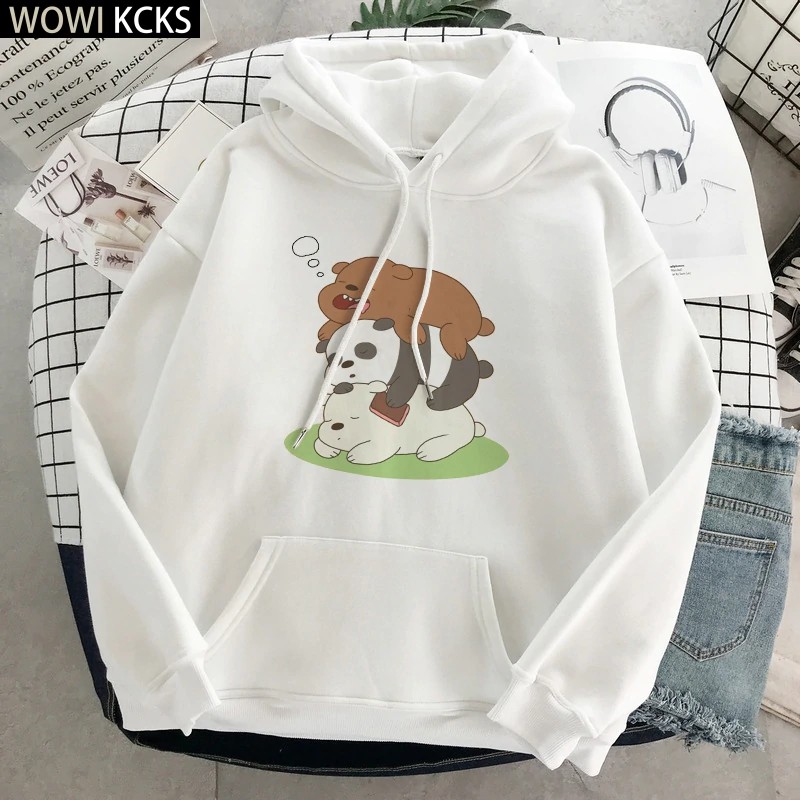 Áo Hoodie Nữ form rộng 💝Cotton Nỉ da cá (Kèm hình thật chất áo có Logo Thương hiệu) 💝3 chú Gấu BEAR nằm lên nhau