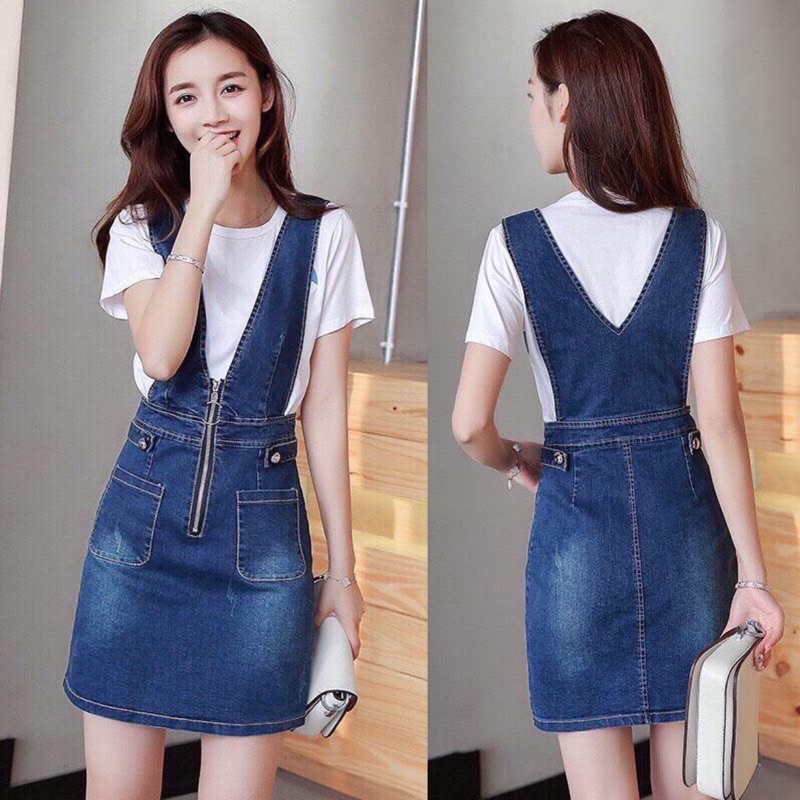 Yếm jean phối kéo ko kèm áo thun