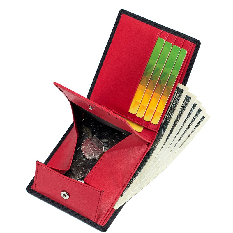 Ví Da PU Ngắn Gập Đôi Họa Tiết Sợi Carbon Phong Cách Vintage Cho Nam YOUYO