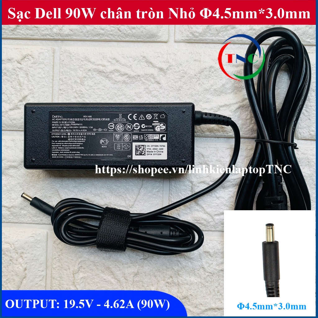 Sạc Laptop Dell chân tròn nhỏ 90w dành cho máy có VGA - Card rời 5568 5559 5565 5566 5567 5578 3559 3558 3567 XPS 13