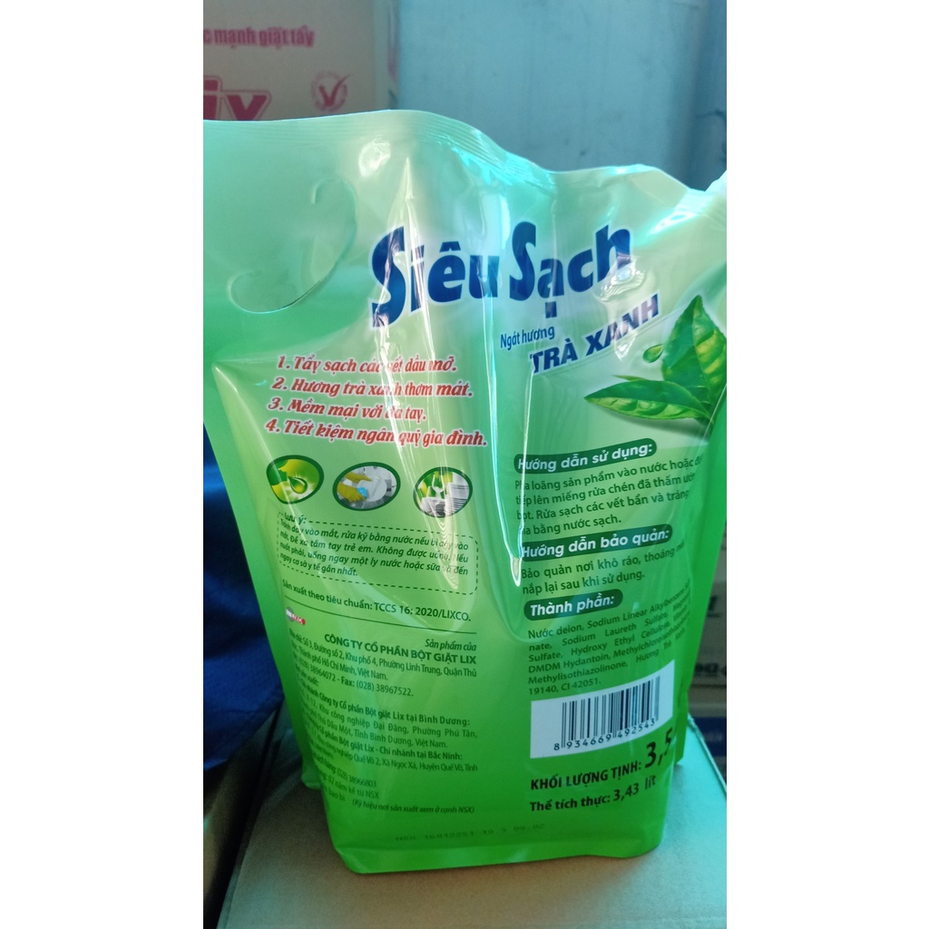 Nước Rửa Chén LIX Hương Trà Xanh túi 3,5kg